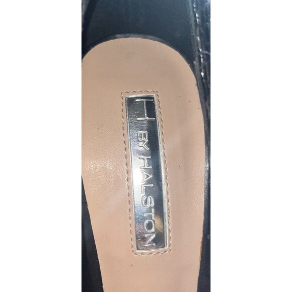 H by Halston Black Suede Snake Accents Platform Peep Toe Stiletto Women's Size 6 - Picture 5 of 10